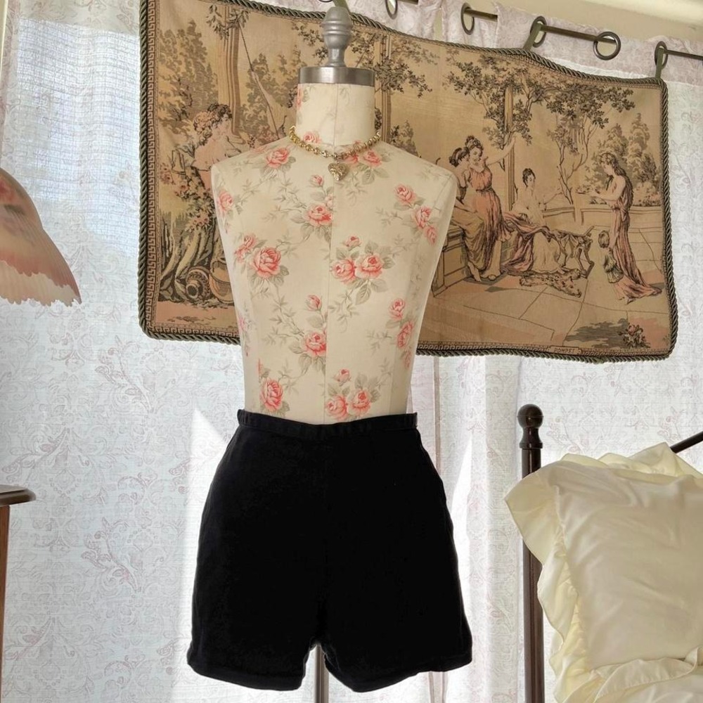 black high waisted retro mini shorts
